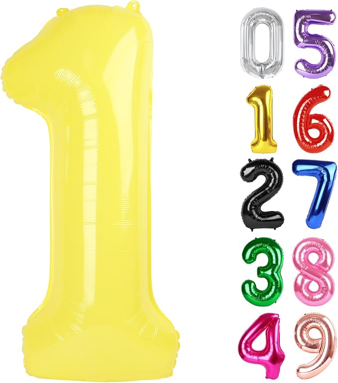 Yellow Number 1 Balloon 40 Inch, 1st Birthday Party Decorations Men Women | by IWERP