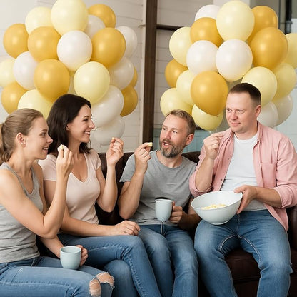 Mustard Yellow White Balloons - Image 5