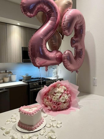 Number 22 Balloon 40Inch for 22 Year Old Birthday Decorations, Pearl Pink | - Image 3