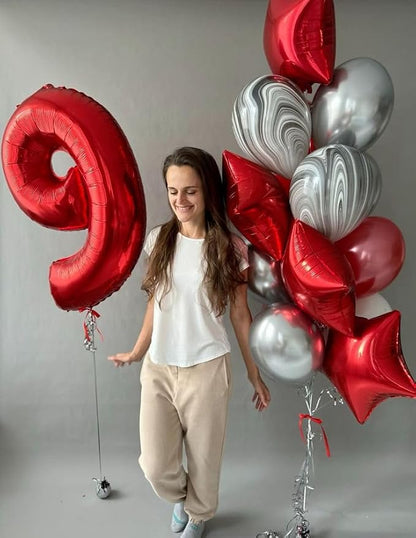 Numbers 18 Balloon 40Inch Red Balloons - Image 3