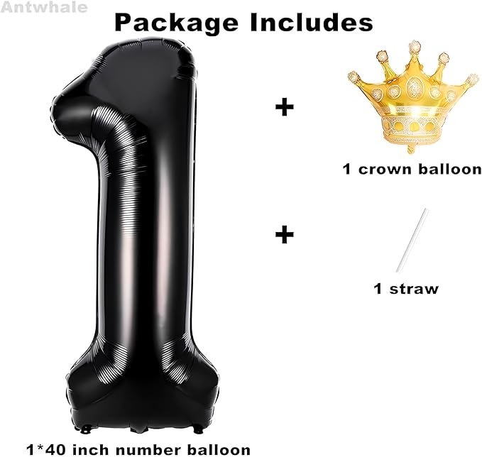 40 Inch Black Number Foil Balloons - Image 2