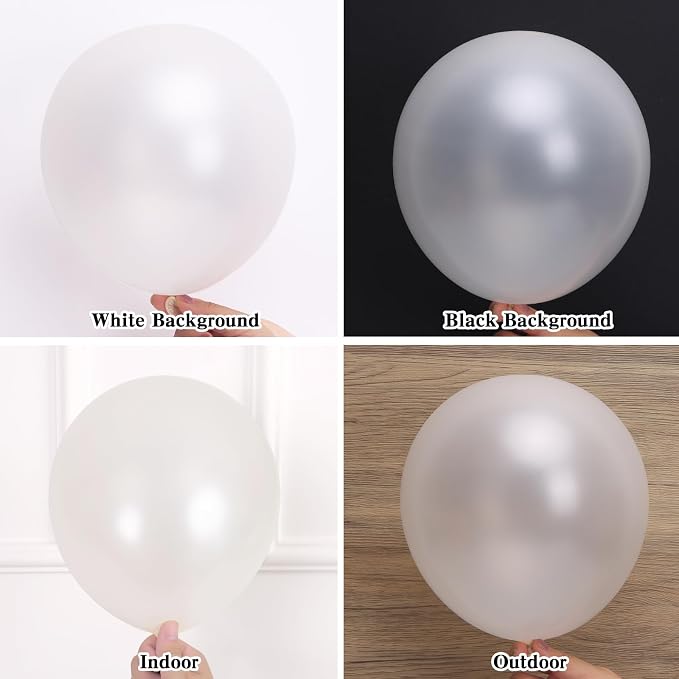 RUBFAC White Balloons Different Sizes Pearl White Balloon Arch Kit 129pcs | - Image 4