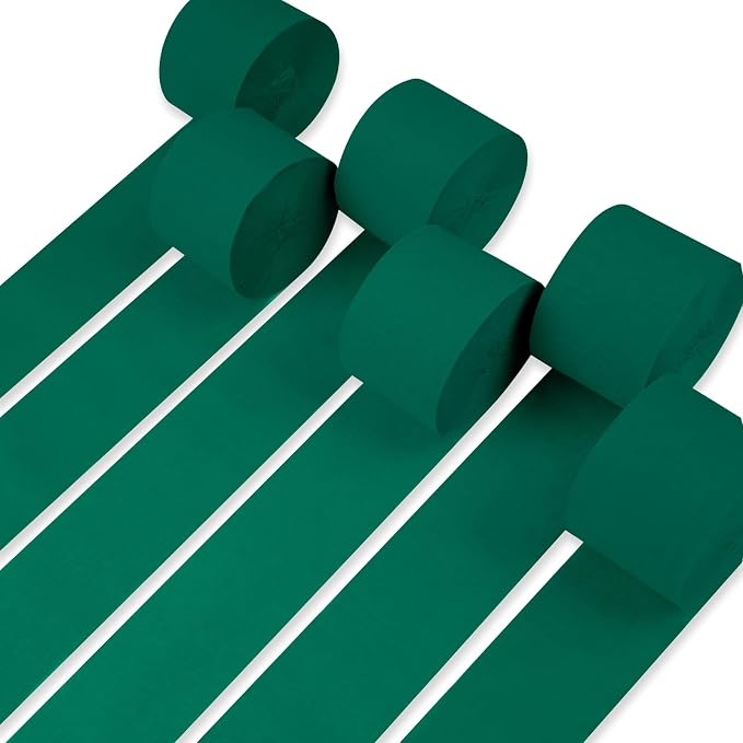 PartyWoo Green Emerald Forest Green Crepe Paper Streamers 6 Rolls 492 FT | by PartyWoo