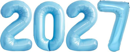 Light Blue 2027 Foil Number Balloons by GOER