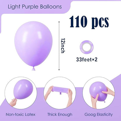 Voircoloria 110pcs Pastel Purple Light Purple Latex Party Balloons, 12inch | - Image 2