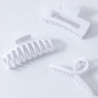 Solid White Large Hair Claw Clips for Thick/Fine/Thin Hair,Strong holding teeth interlocking Women Jaw Clips for Hair 3 Count In set(White)