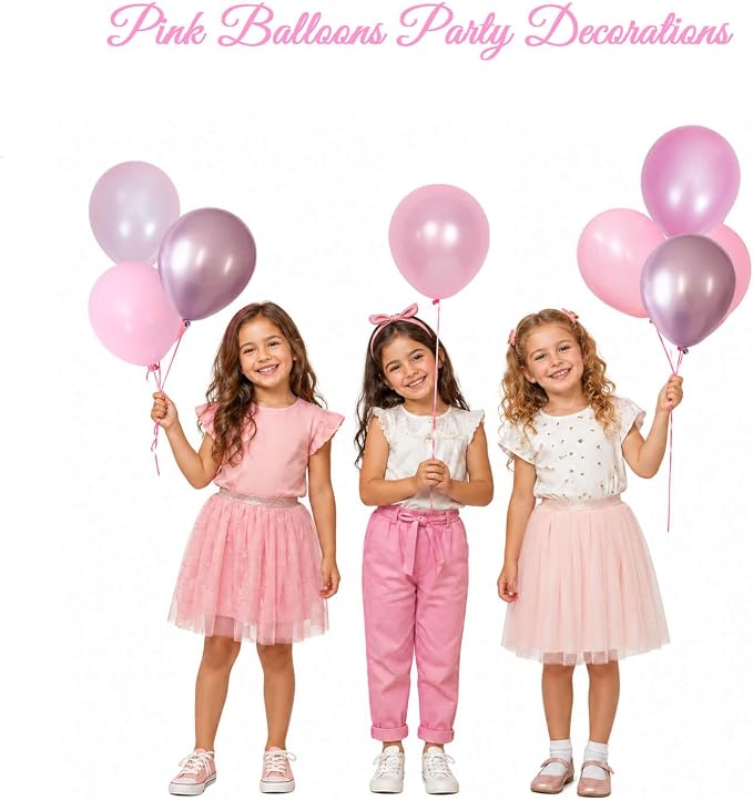 Pink Balloons for Birthday Party Decorations- 12 Inch Different Shades of Pink - Image 3