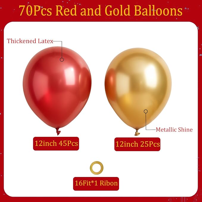 Red and Gold Balloons, Thick & Durable, - Image 2