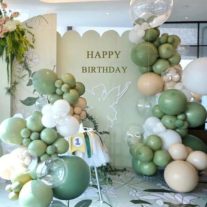 MEBAY Green White Sand Balloon Arch Kit - Image 4