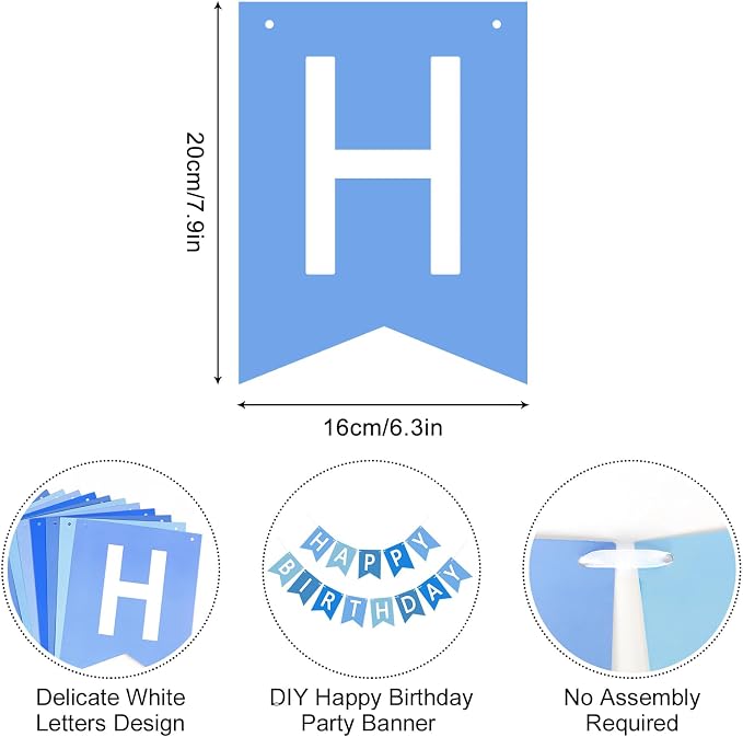 Happy Birthday Banner Sign, Birthday Garland Wall Door Hanging Banners Flag - Image 6