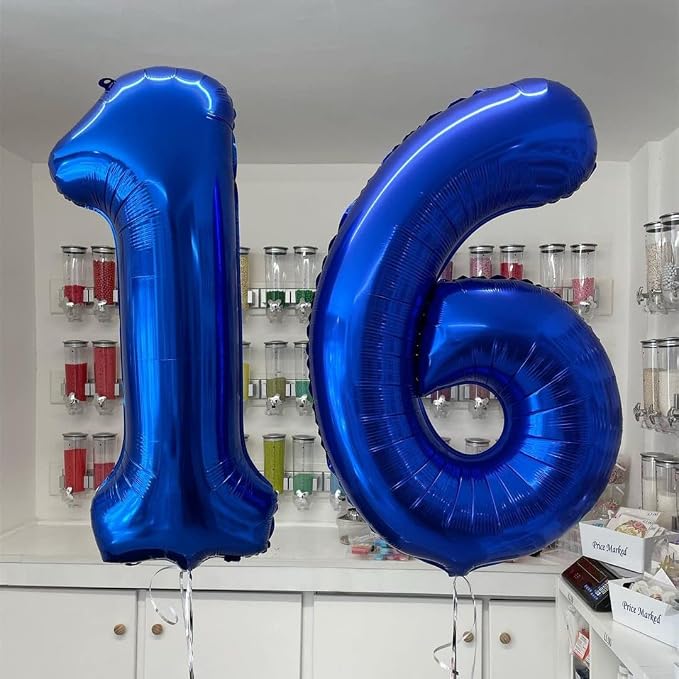 Navy Blue 16 Balloon Numbers, 40 Inch Dark Blue 16 or 61 Birthday Balloons - Image 4