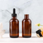 42 Pack 4oz Amber Glass Bottles with Glass Eye Droppers for Essential Oils, Perfumes & Lab Chemicals (Brush, Funnels, 3 Extra Droppers, 48 Pieces Labels & 30ml Measuring Cup Included)