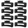 TOCESS Hair Claw Clips for Women - 8PK Large Neutral Matte Square Jumbo Hair Clips for Thick, Thin, Long, Short, Curly Hair Girls, Big Jaw Clip Set for Daily Use(Midnight Black)