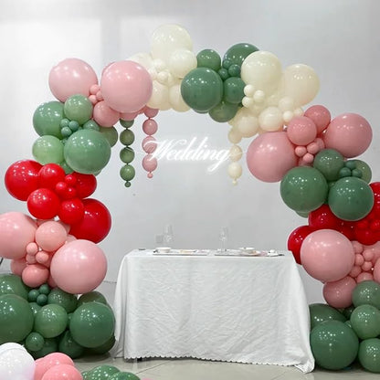 Sage Green Pink Red Balloon Arch Garland Kit - Image 5
