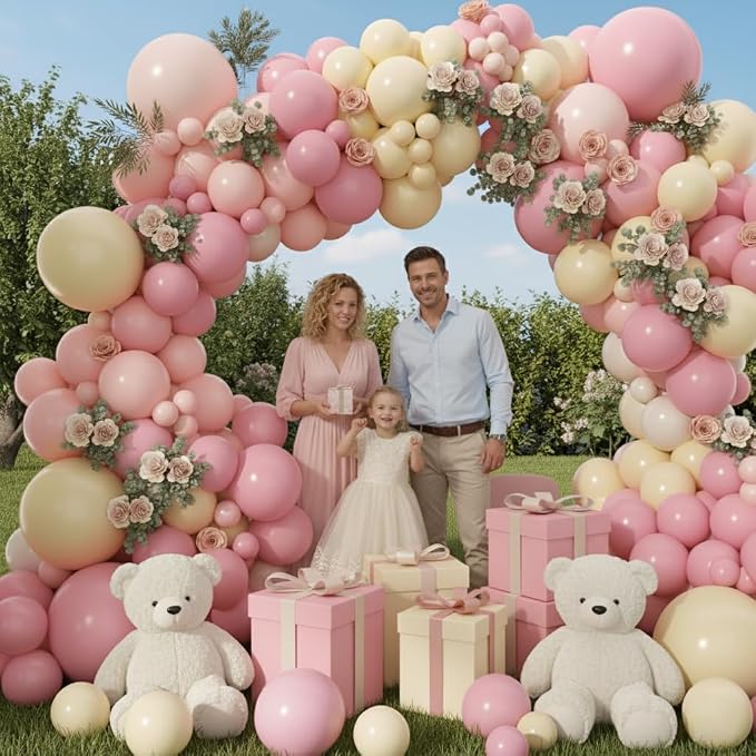 Pink and Yellow Balloon Arch Garland Kit 157pcs, Pastel Pink Light Pink Yellow - Image 6