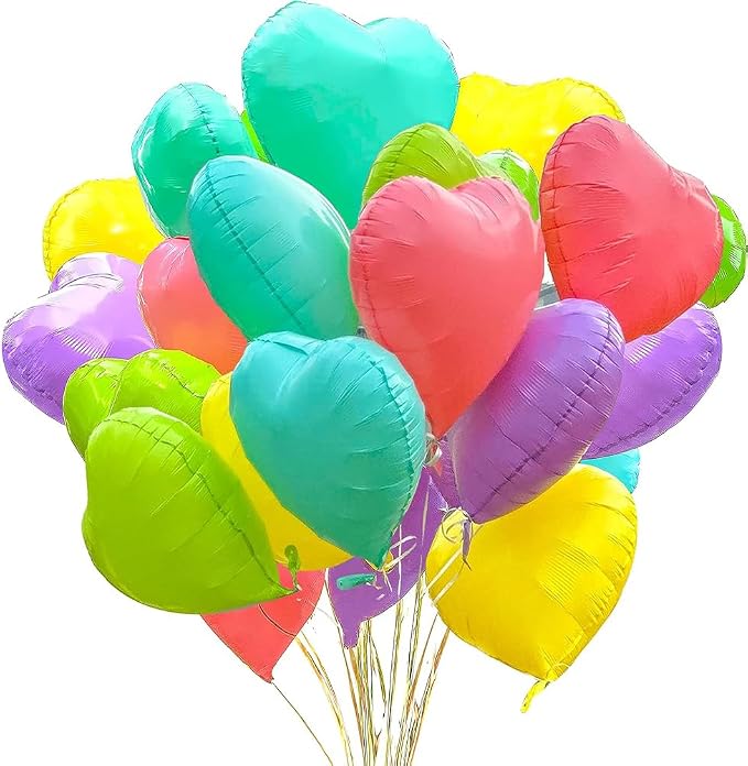 5 Colors Heart Balloons，18 Inch Color of Macaron Foil Mylar Love Heart Shaped - Image 7
