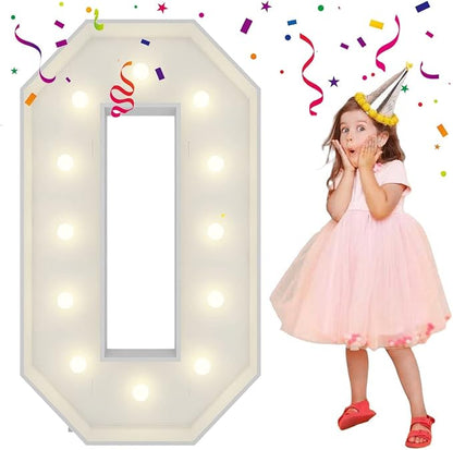 4FT Light Up Numbers Letters, Giant Marquee Numbers, Mosaic Balloon Number 0 by MerryMosaics