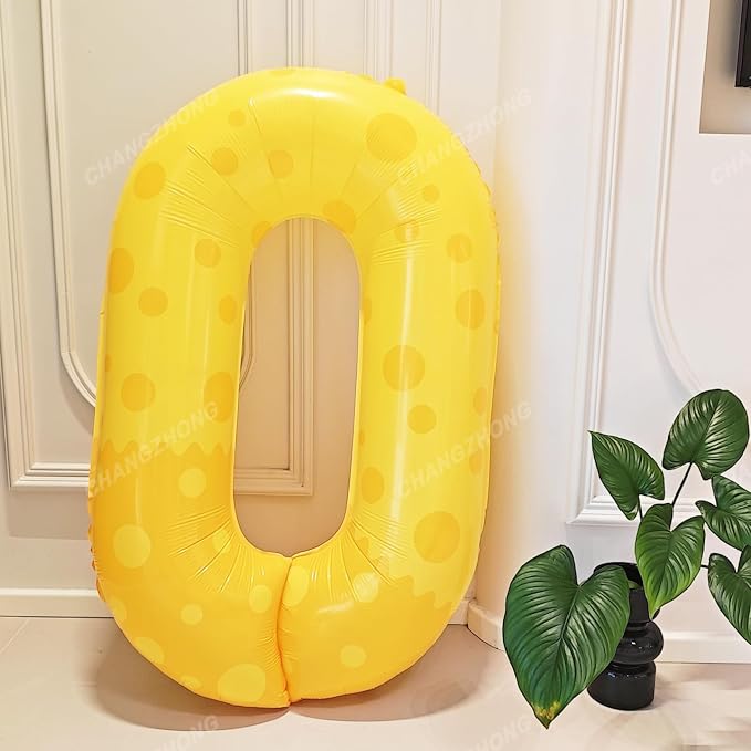 40in Yellow Polka Dot Number 0 Helium Foil Polyester Film Balloon Digital 0 | - Image 4