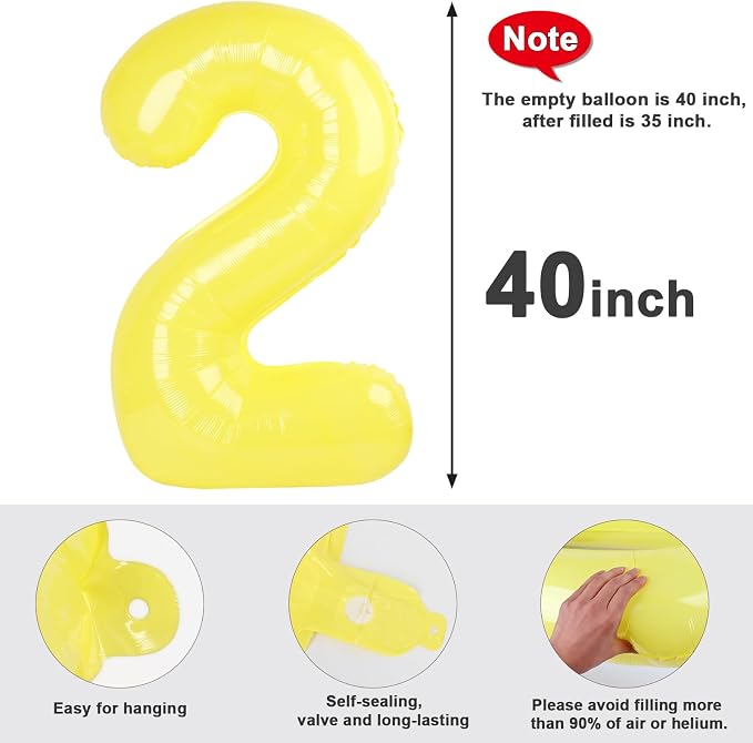 2 Balloon Number 40 Inch Yellow Balloons - Image 5