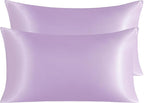 NTBAY 2 Pack Satin King Pillowcases for Hair and Skin, Luxurious and Silky Pillow Cases with Envelope Closure, 20x36 Inches, Light Purple