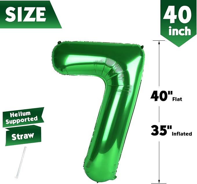 40 Inch Green Number 7 Balloon Birthday Party Decorations - Image 5