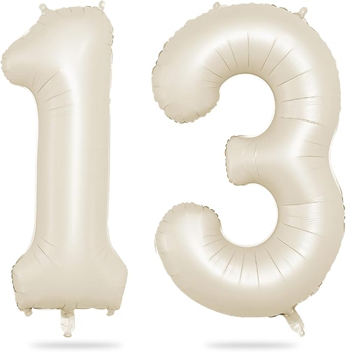 Biapian 40 Inch Cream Number 13 Balloon, 13th Birthday Balloons, Big Digital 13 by BIAPIAN