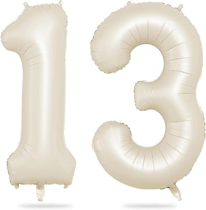 Biapian 40 Inch Cream Number 13 Balloon, 13th Birthday Balloons, Big Digital 13 by BIAPIAN