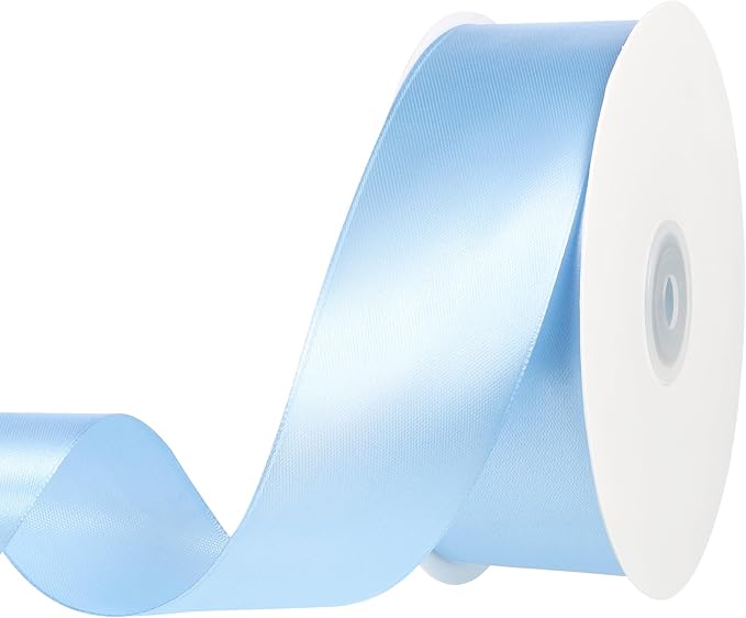 woric Blue Ribbon 1 1/2 Inch 60 Yards Light Baby Blue Satin Ribbon | by woric
