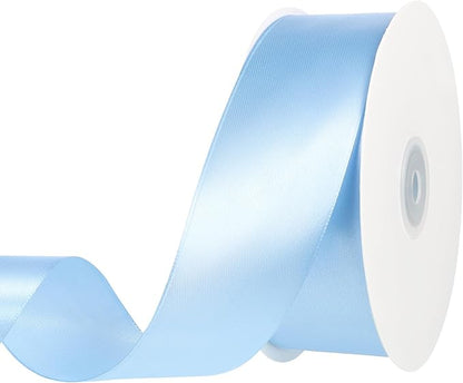 woric Blue Ribbon 1 1/2 Inch 60 Yards Light Baby Blue Satin Ribbon | by woric
