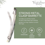 French Amie Long and Thin Ivory Black Large 4” Celluloid Acetate Handmade Automatic Hair Clip Barrette with No Slip Sturdy Silver Clasp for Women and Girls, Made in France