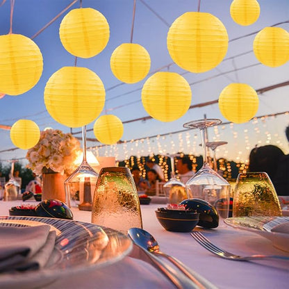 Yellow Paper Lanterns 12 Pcs Assorted Size of 6" 8" 10" 12" Chinese Round Paper - Image 3