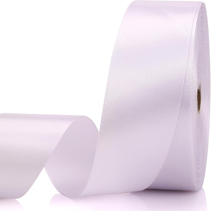 1-1/2 Inch 60 Yards White Solid Satin Ribbon by Unknown