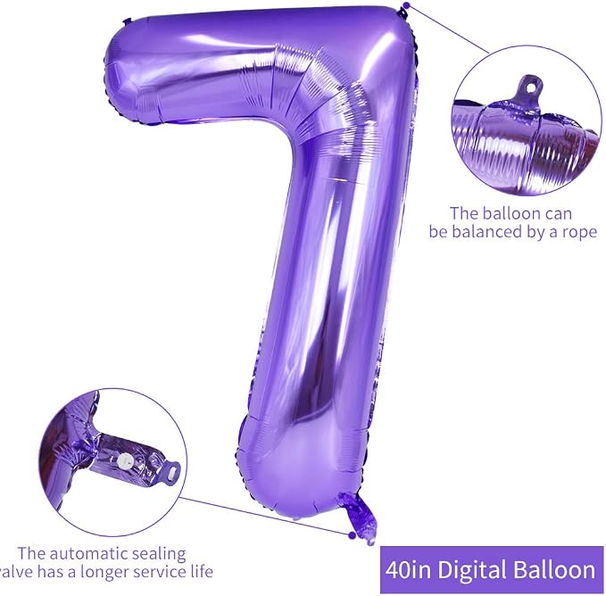 TONIFUL 40 Inch Purple Large Numbers Balloon 0-9 Birthday Party Decor, Foil - Image 2