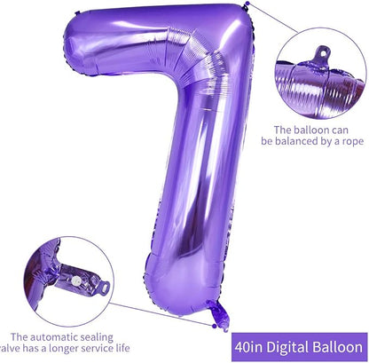TONIFUL 40 Inch Purple Large Numbers Balloon 0-9 Birthday Party Decor, Foil - Image 2