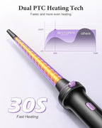 5 in 1 Curling Iron, Curling Wand Set with Thermal Brush, Flat Iron Hair Straightener, 3 Ceramic Irons (0.35"-1"), 13 Adjustable Temps, Hair Curler Waver with Heat Resistant Mat, Glove, Clip
