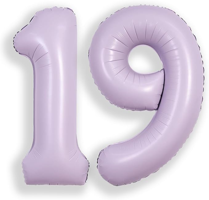 SUWEN 40 Inch Light Purple Lavender Big 19 Balloon Number Foil Helium 0-9 | by SUWEN