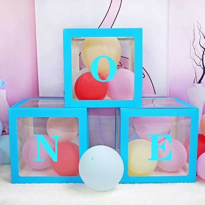 Blue One Boxes for 1st Birthday, One Balloon Box - Image 2