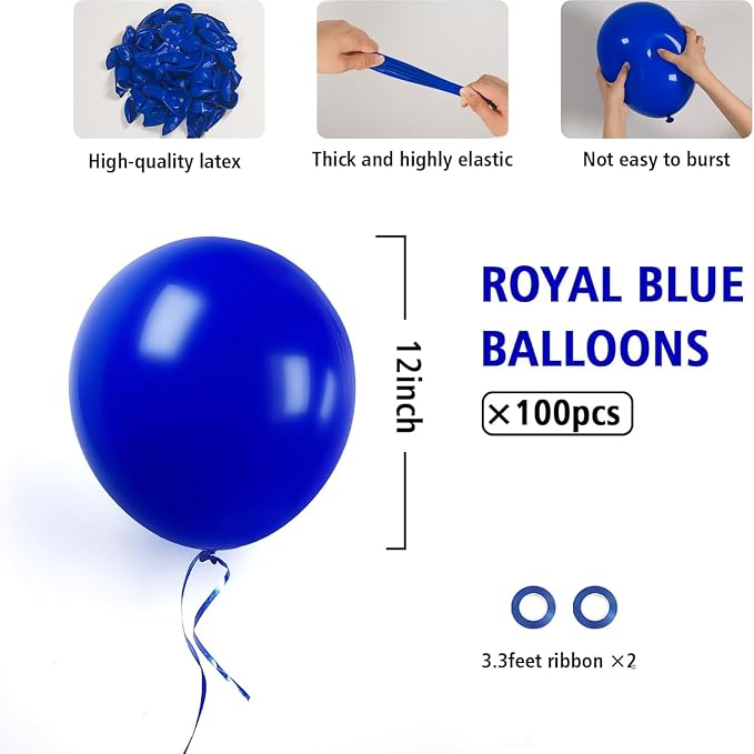 BAUANOOY 100pcs Royal Blue Balloons 12 inch, Baby Shower, Birthday Party - Image 2