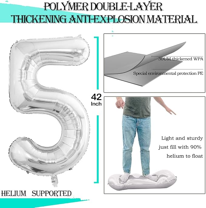 Number 50 Balloons for 50th Birthday Party Decorations, 42 Inch Jumbo Foil - Image 2