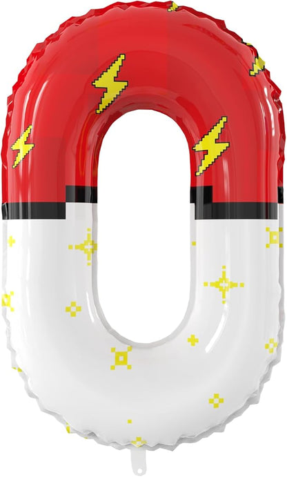 40 Inch Giant Red and White Cartoon Theme Number Foil Balloons by SIXONEAIEN