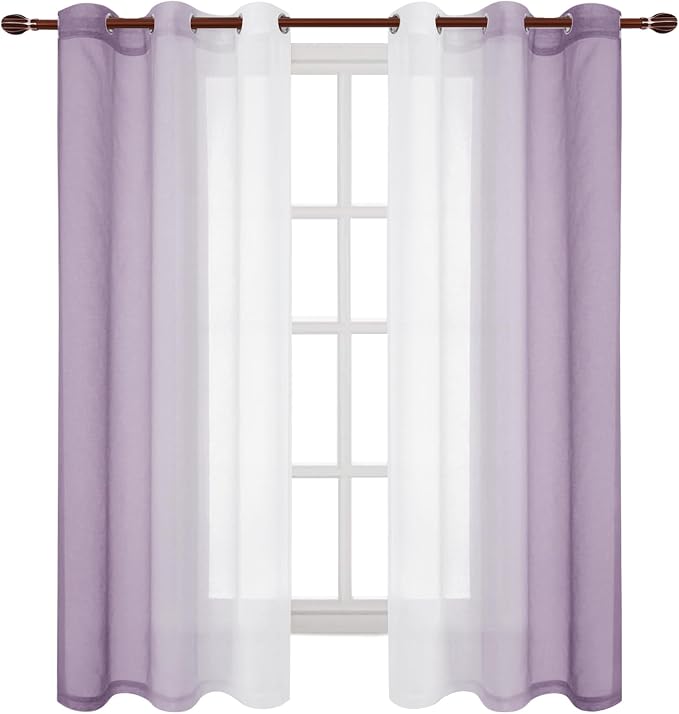 DWCN Faux Linen Ombre Short Sheer Curtains - Image 7