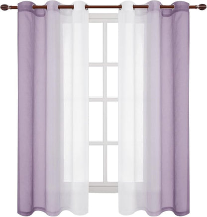 DWCN Faux Linen Ombre Short Sheer Curtains - Image 7
