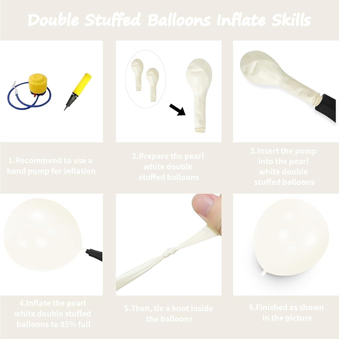 Double Stuffed Pearl White Balloon Garland Arch Kit | 18/12/10/5inch Different - Image 2