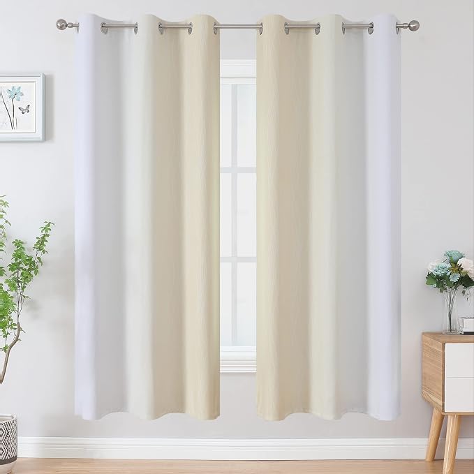 Full Room Darkening Blackout Curtains 72 Inch Length 2 Panels Set, Ombre - Image 2