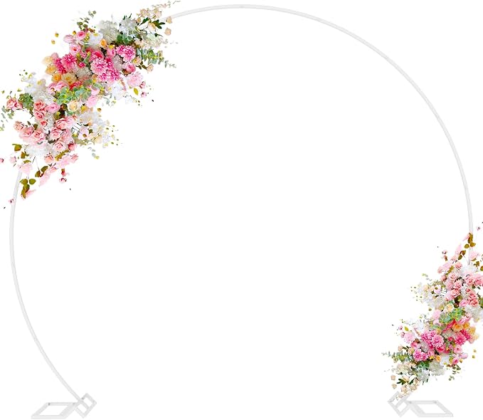 Round Backdrop Stand 8FT White Wedding Balloon Arch Stand by Wokceer
