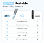 CARESKY® Cordless Curling Iron Brush, 1.5 Inch Mini Travel Hair Curler with 200 Million Negative Ions, Portable Heated Round Straightener Brush Rechargeable for Curl, Touch-Up, De-Frizz, Styling