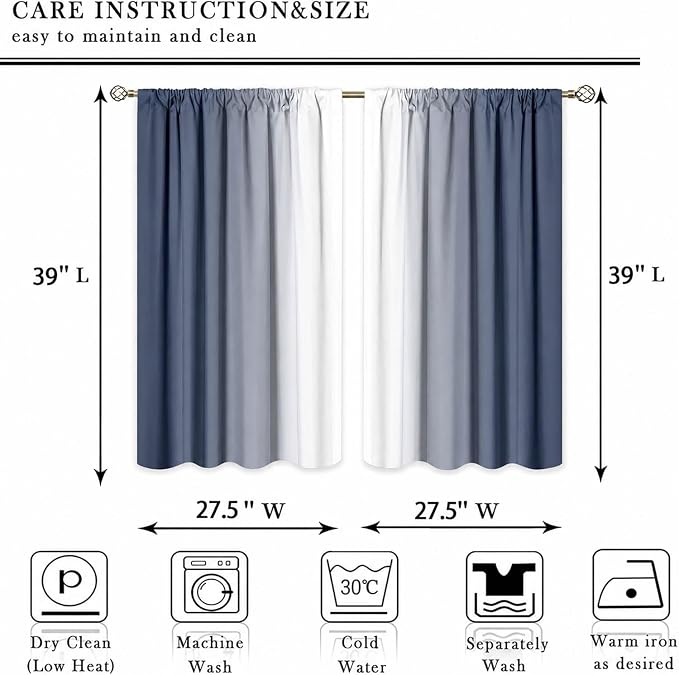 Blue and White Kitchen Curtains 2 Panels - Image 4