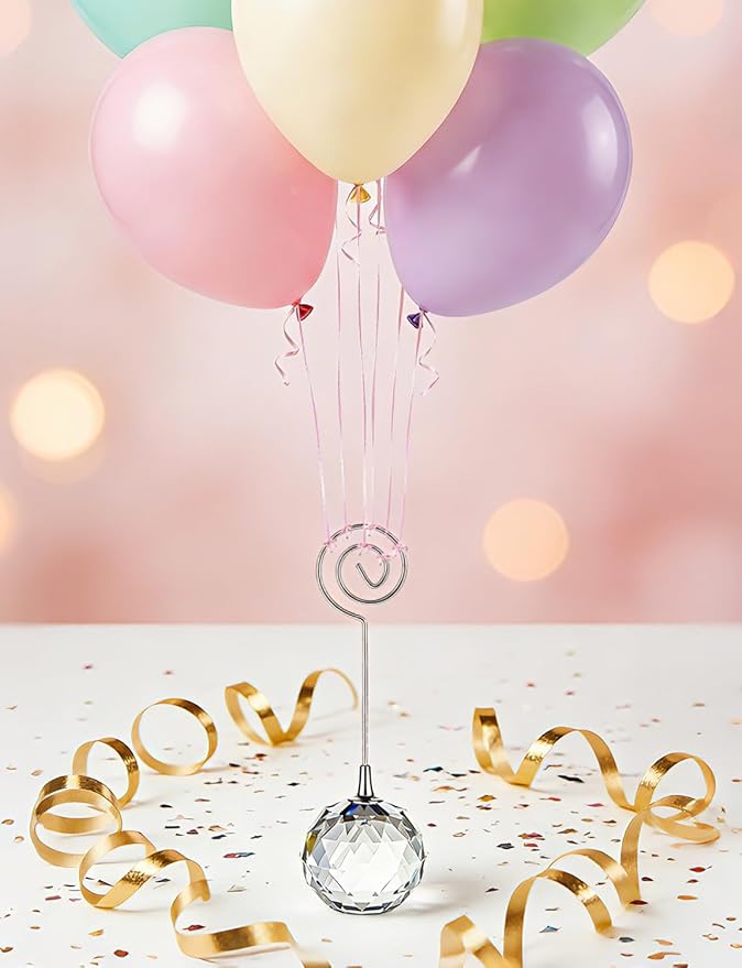 6Pcs Crystal Balloon Weights, 85g Table Card Number Holder - Image 2