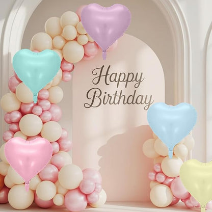 Pastel Heart Balloons, 18 Inch Pastel Pink Purple Teal Blue Yellow Foil - Image 7