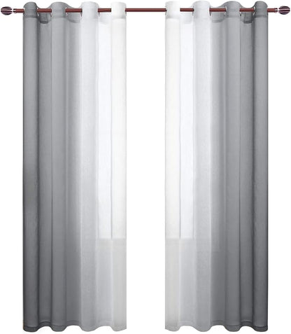 DWCN Ombre Grey Faux Linen Sheer Curtains - Image 8